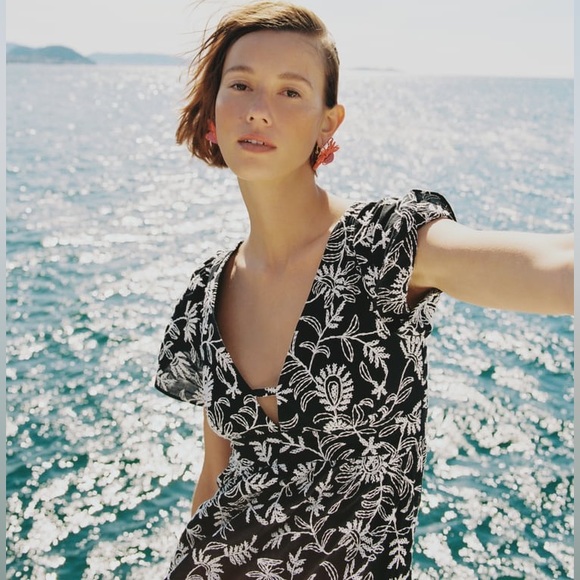 NWT Zara Embroidered Zara Dress - Picture 4 of 10